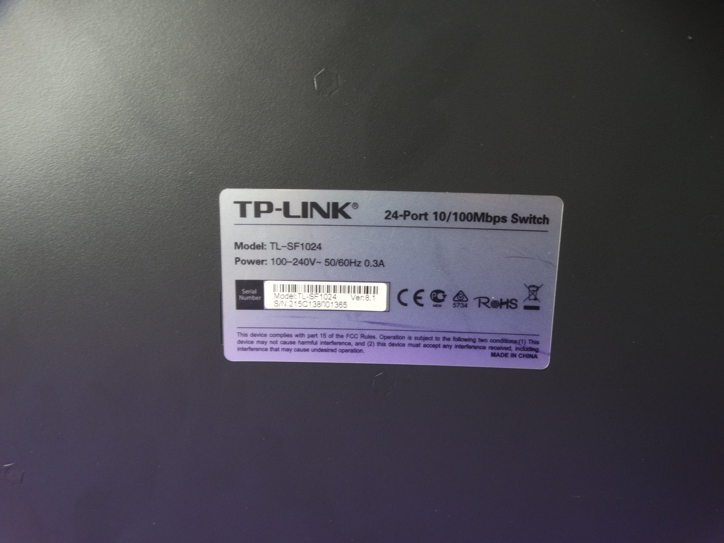 TP-Link TL-SF1024 24-Port 10/100Mbps Fast Ethernet Switch – Rackmount, Plug & Play
