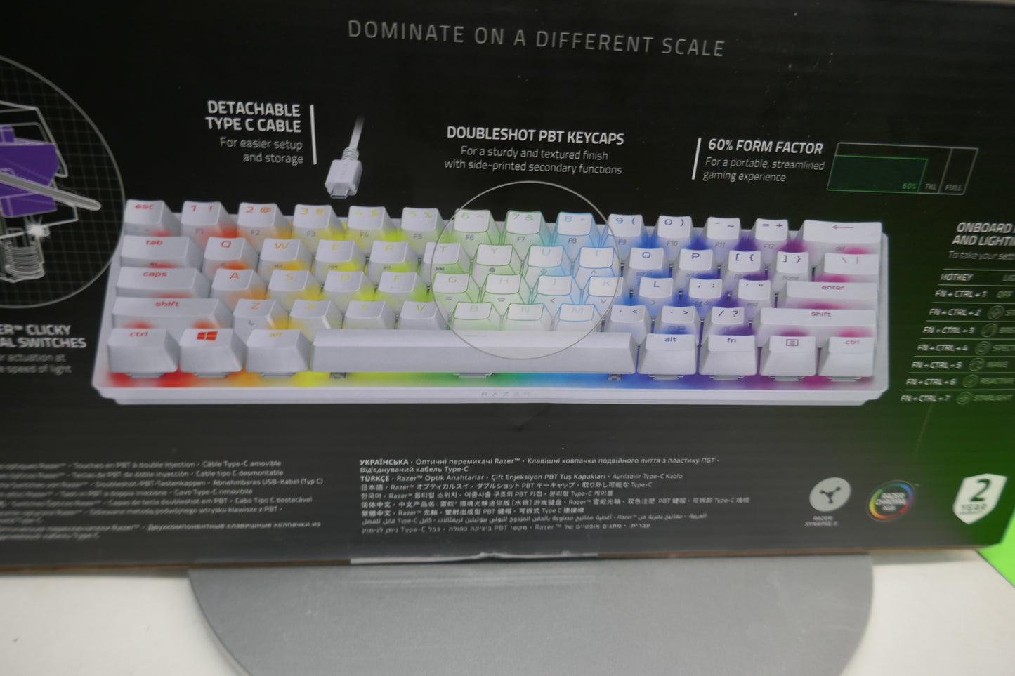 Razer Huntsman Mini Optical Gaming Keyboard (Mercury White) 60% – Clicky Purple Switches