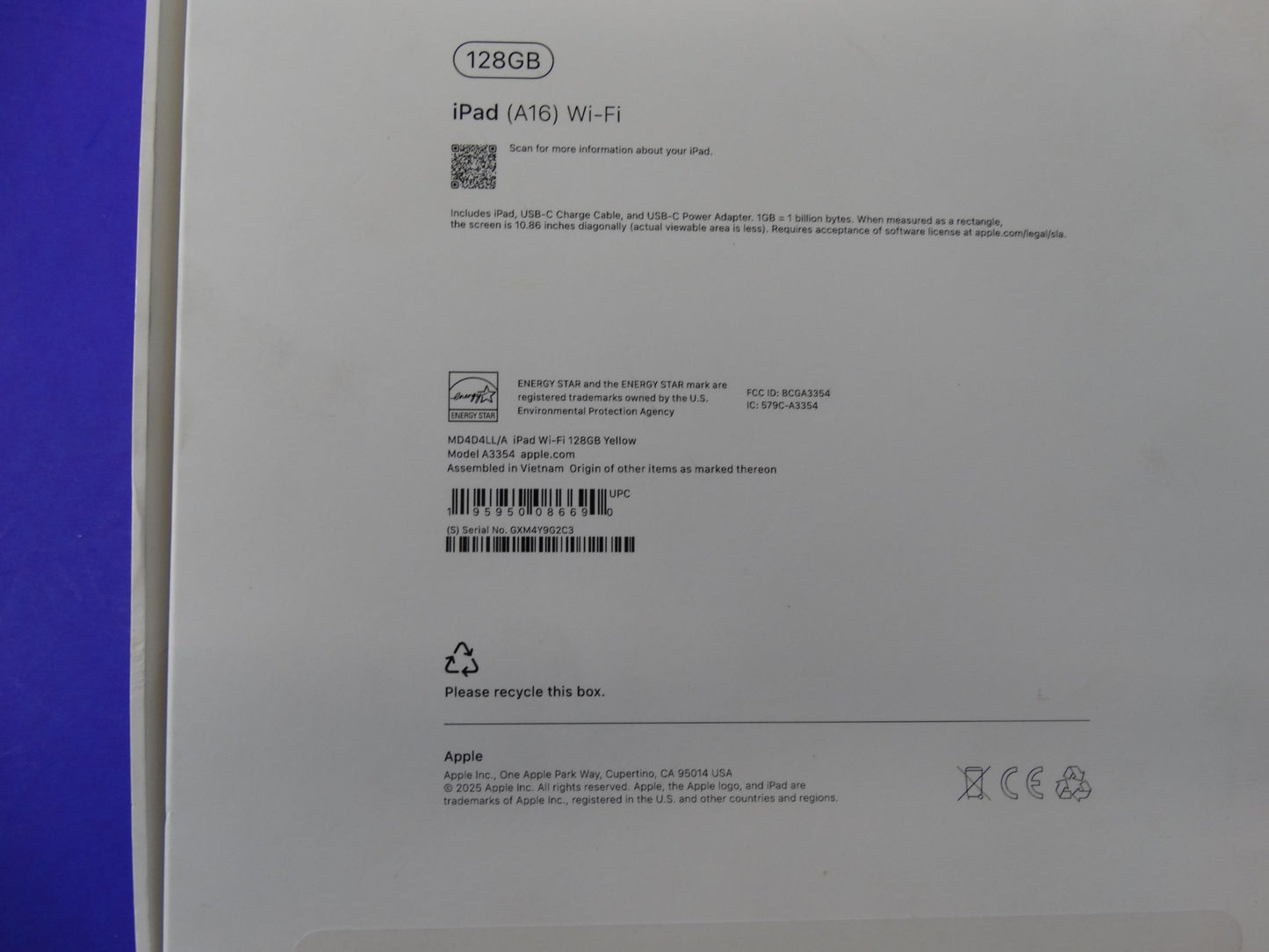 Apple iPad 10th Gen A3354 – 10.9" Display, 128GB, Wi-Fi, Yellow (Model M04DLL/A) - WeBuyElectronic