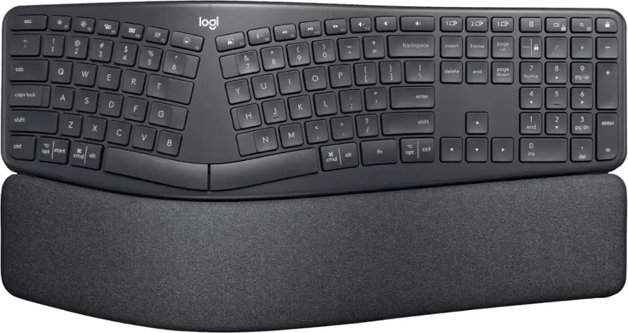 Logitech ERGO K860 Ergonomic Wireless Keyboard – Split Design, Palm Rest, Windows/Mac Compatible – Black