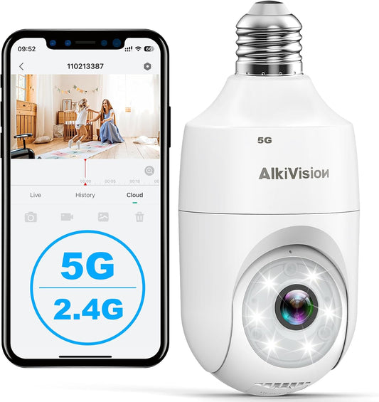 Alkivision 2K Wireless Light Bulb Camera – Smart Full HD Security with AI Motion Detection