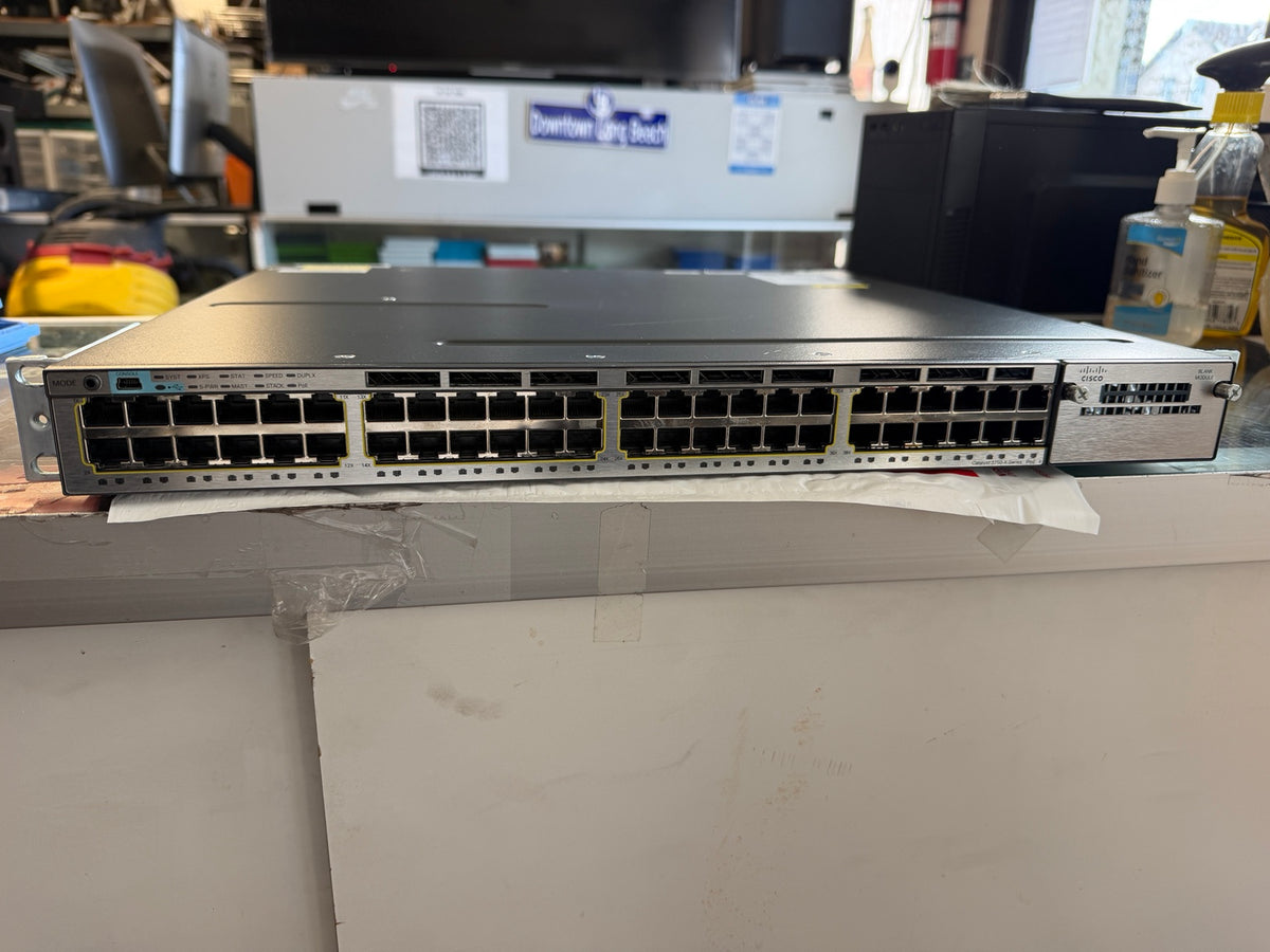 Cisco Catalyst 3750-X WS-C3750X-48P-S 48-Port PoE+ Switch Top Panel