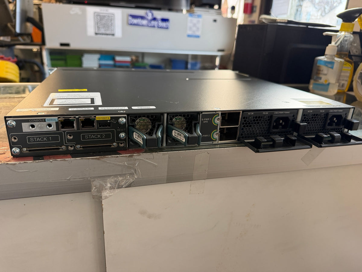 Cisco Catalyst 3750-X WS-C3750X-48P-S V02 48-Port Gigabit PoE+ Network Switch Dual PSU