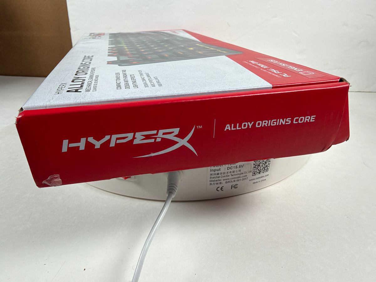 HyperX Alloy Origins Core retail box with HyperX branding