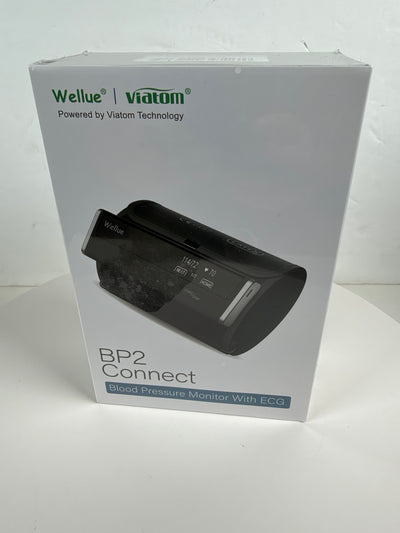 Wellue Viatom BP2 Connect blood pressure monitor retail box, showing the product photo and branding on a white background.
