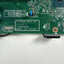 Close-up of a green motherboard circuit board showing printed labels, a blue PCIe slot, and a white sticker with the text 'COUGAR-MLK MT 17539-3 J8P5$FA MADE IN CHINA'.