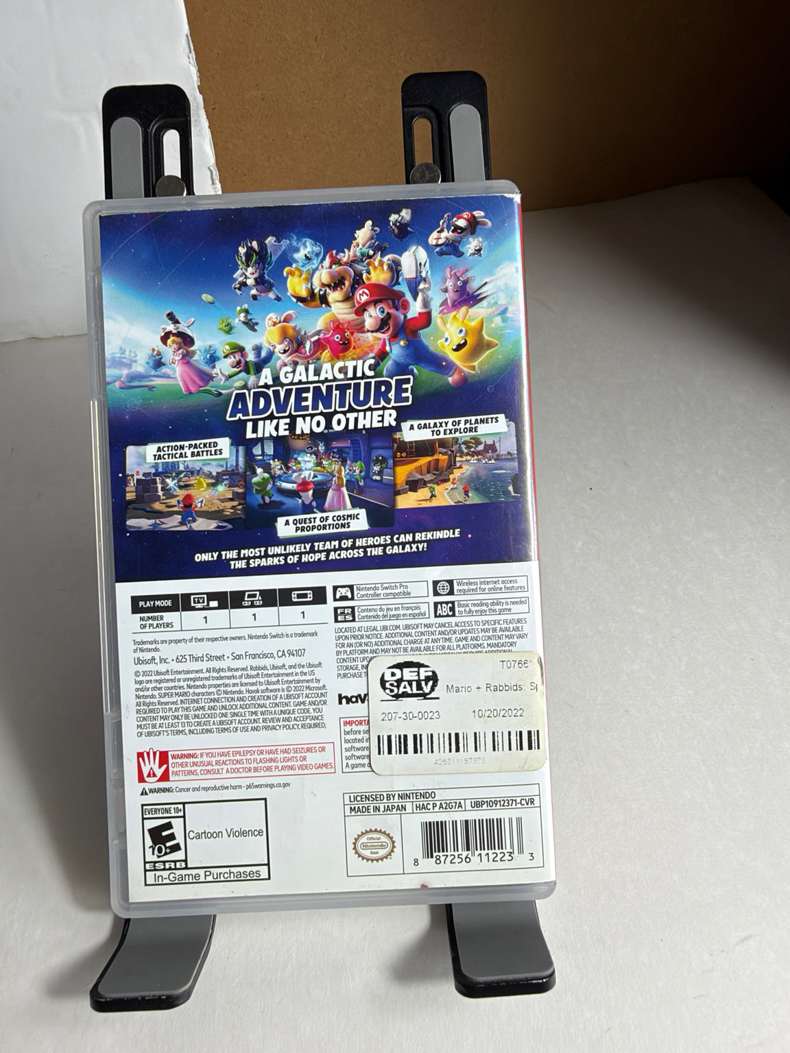 Mario Party Superstars Nintendo Switch game case back cover showing 100 minigames and multiplayer features