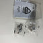 UNY Network Tunnel Cameras accessory kit in clear plastic packaging, containing screws, white plastic pieces, and a white instruction card with QR codes, on a white surface.