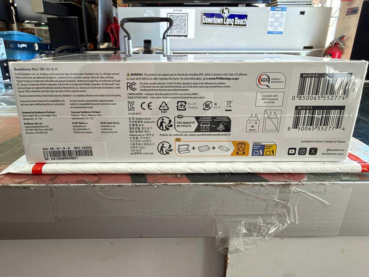 Backbone Pro BB-N1-B-R UPC 850065552774 product label and sealed packaging