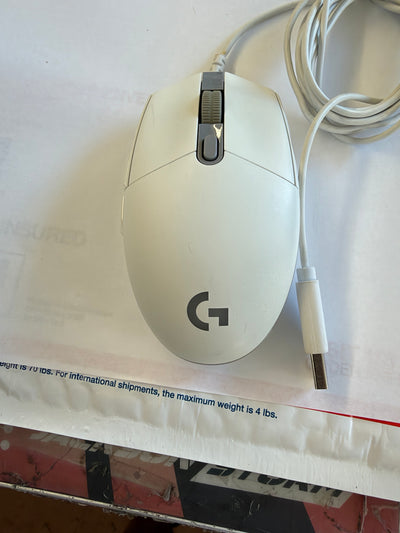 Logitech G203 white LIGHTSYNC gaming mouse top view