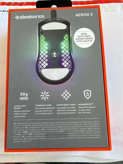 SteelSeries Aerox 3 gaming mouse 59g TrueMove Core IP54 features