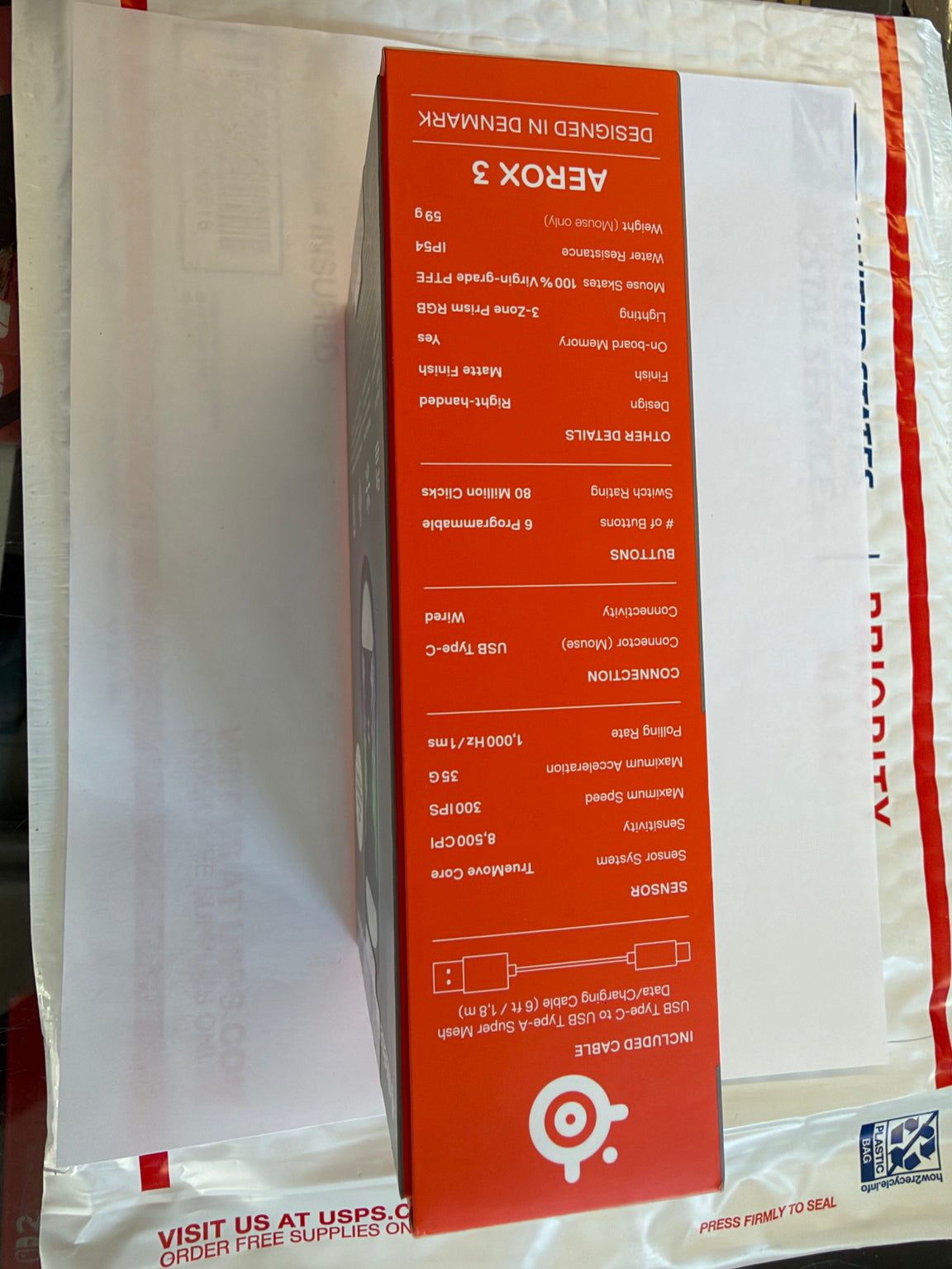 SteelSeries Aerox 3 2022 8500 CPI wired gaming mouse specifications