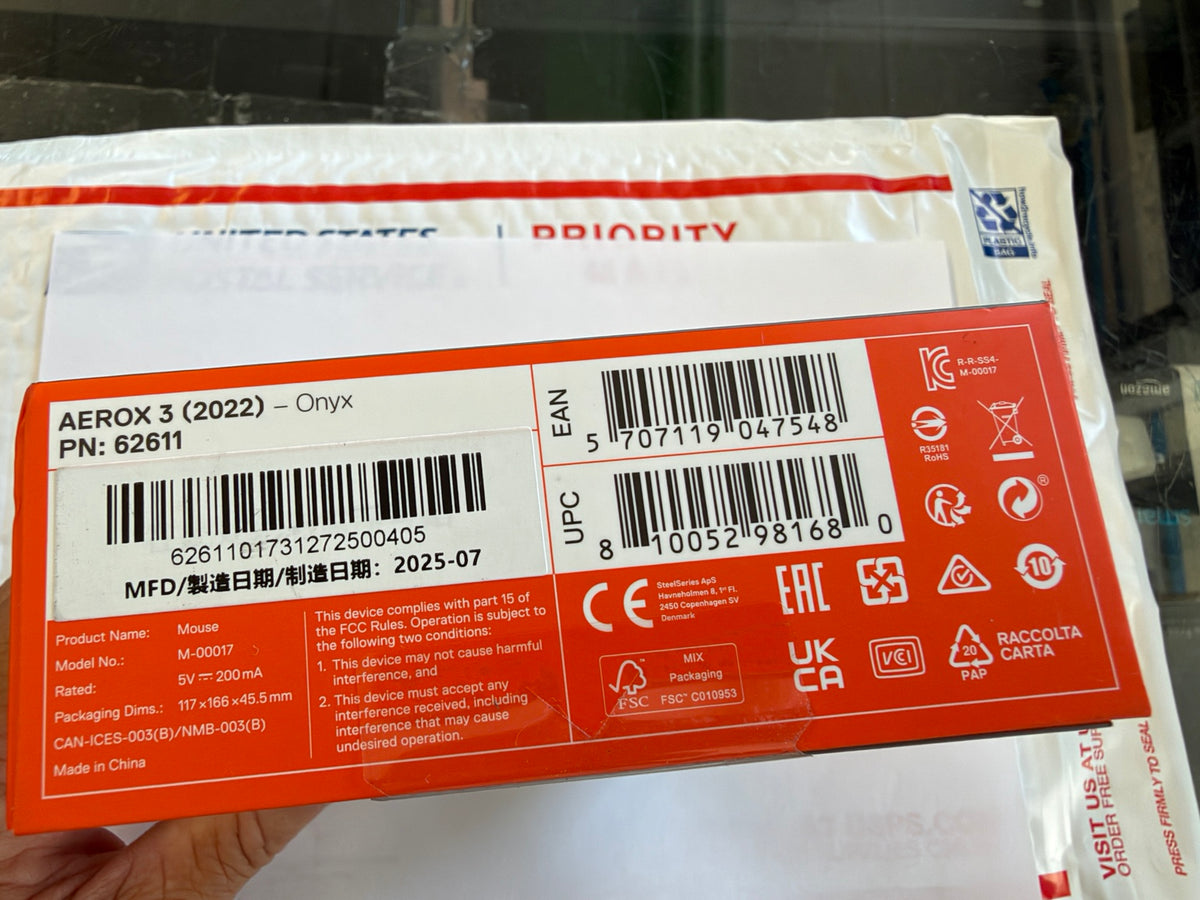 SteelSeries Aerox 3 2022 Onyx 62611 M-00017 product label