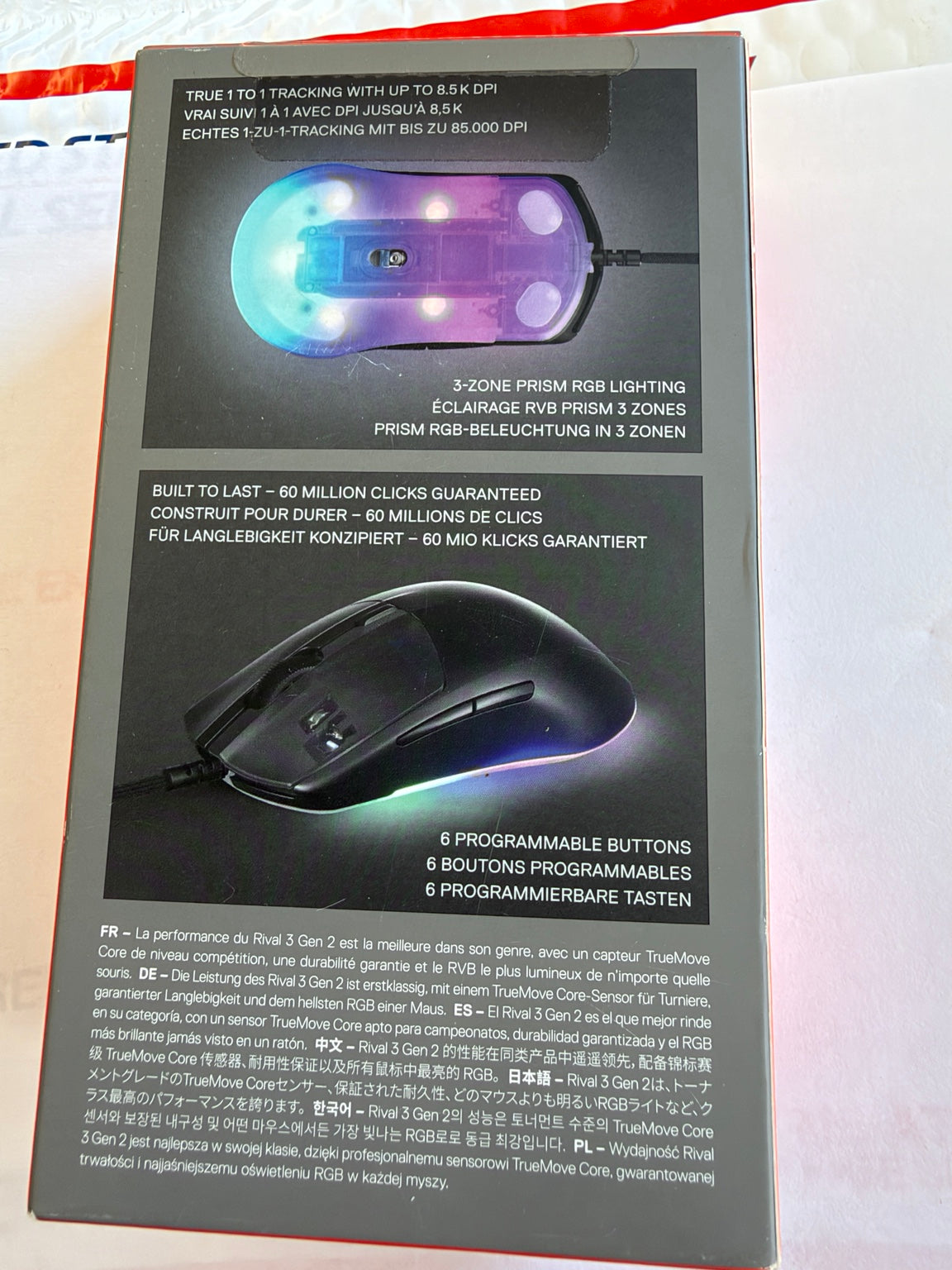 SteelSeries Rival 3 Gen 2 8500 DPI RGB gaming mouse features