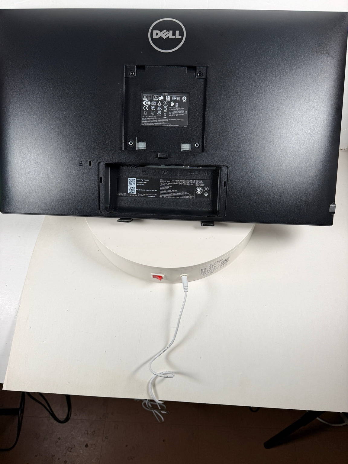 Dell S2415H monitor rear identification label showing model number