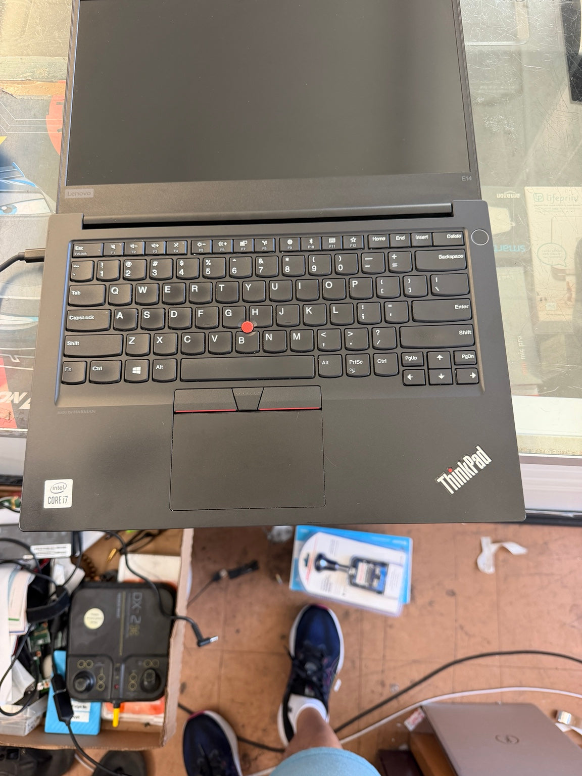 Lenovo ThinkPad E14 14-inch laptop display with webcam and full keyboard