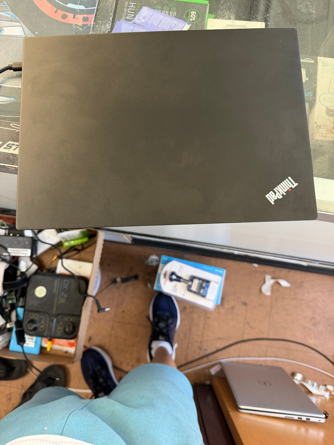 Lenovo ThinkPad E14 black laptop closed top lid with ThinkPad logo