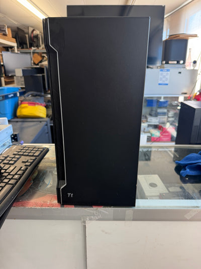 Custom gaming desktop PC black Thermaltake tower case front view