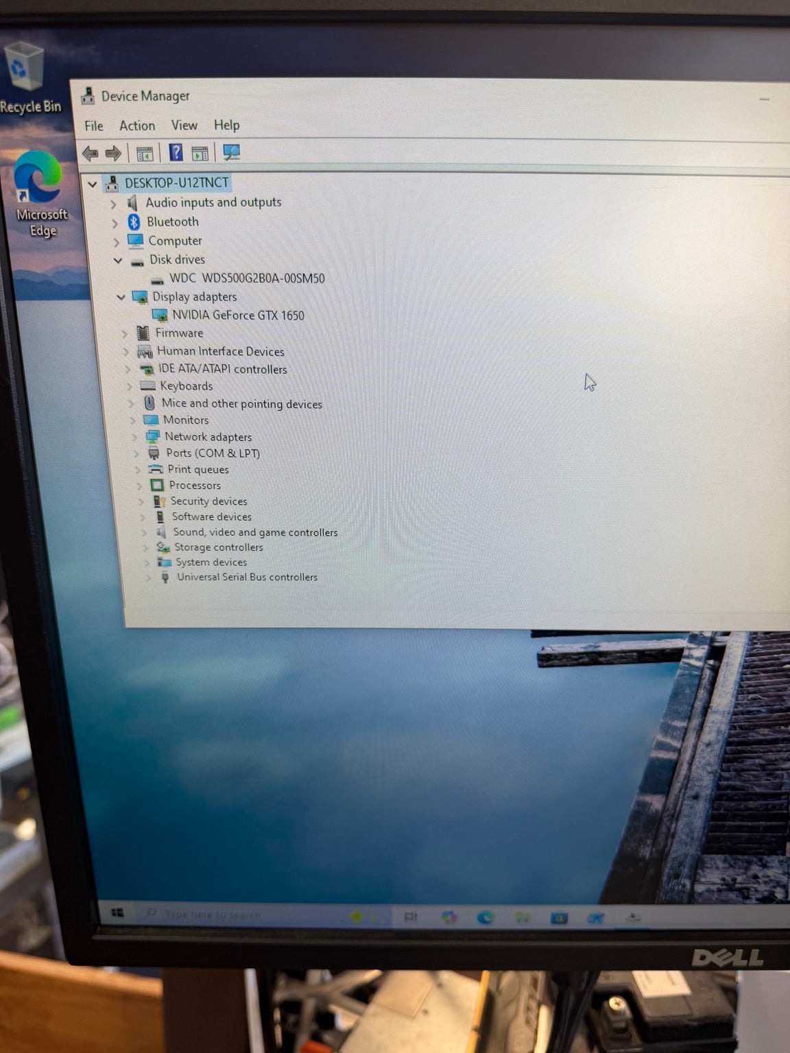 Gaming PC Device Manager showing NVIDIA GeForce GTX 1650 and Western Digital SSD