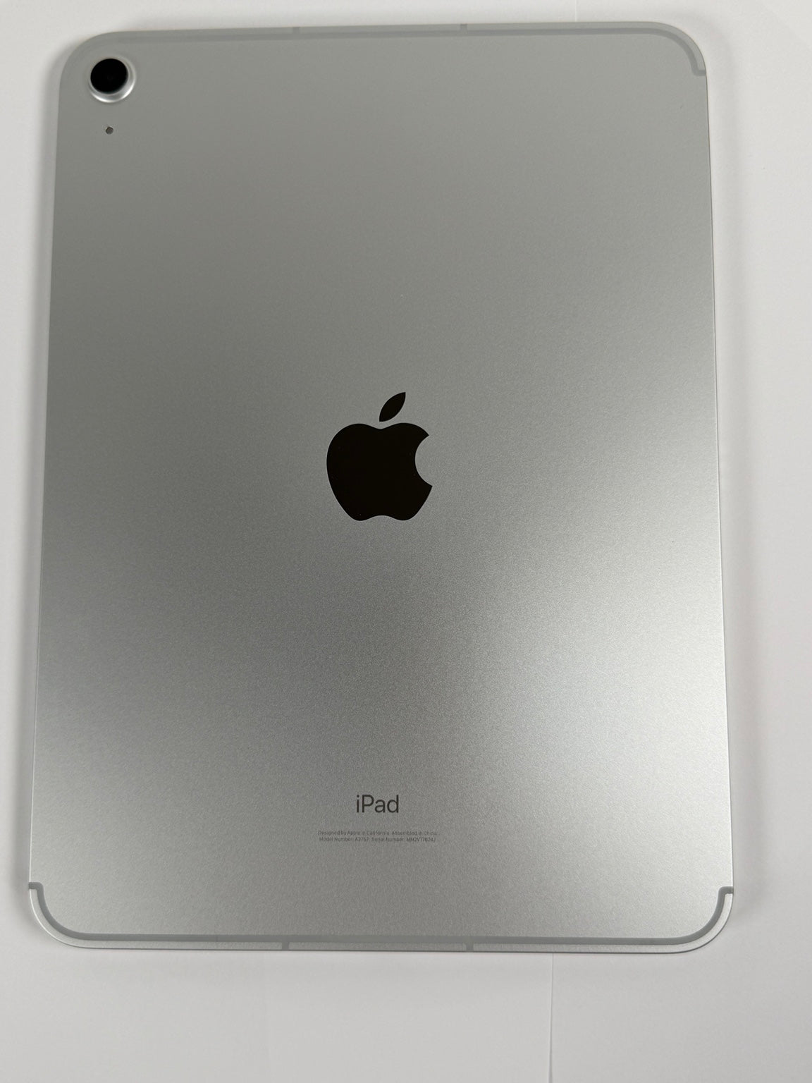 Apple iPad 10th Generation Silver aluminum back with Apple logo