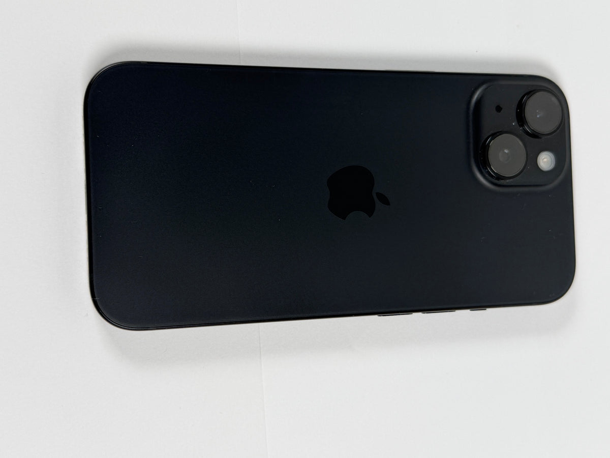 Apple iPhone 15 Black back glass and dual camera close-up