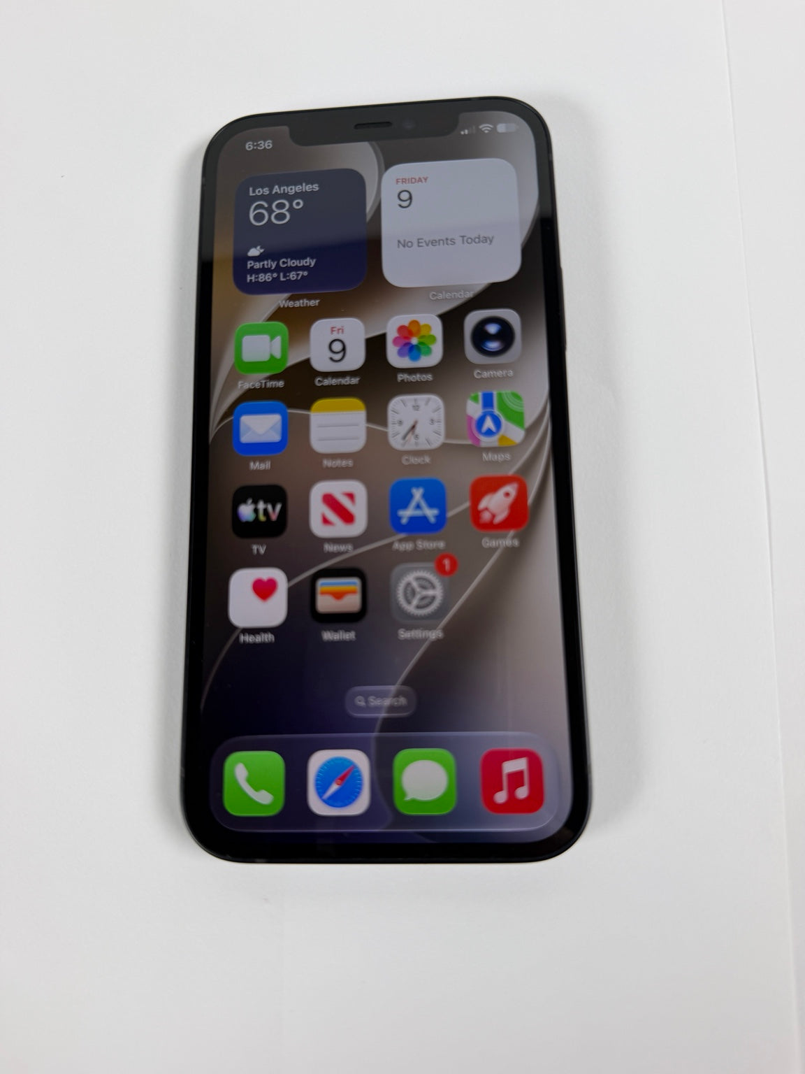 Apple iPhone 12 64GB Black unlocked front display powered on