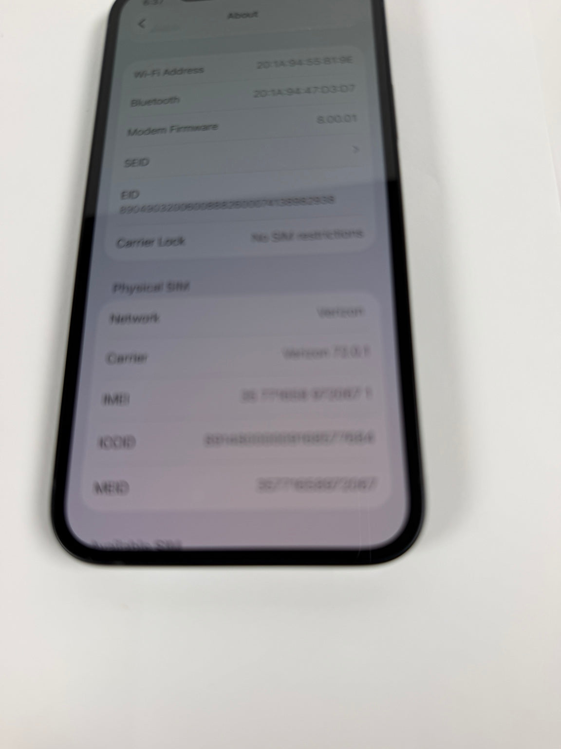 Apple iPhone 12 unlocked carrier status showing no SIM restrictions