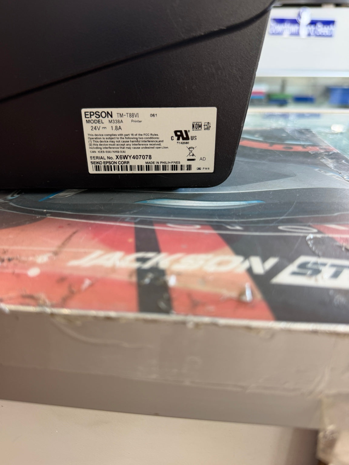 Epson TM-T88VI M338A printer model label