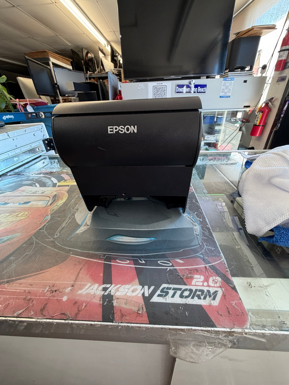 Epson TM-T88VI black thermal receipt printer rear view