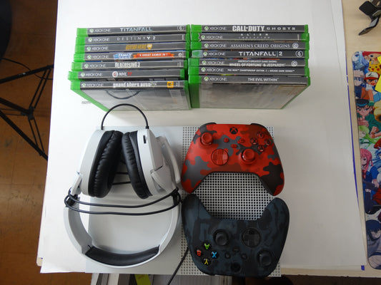 Xbox One S Console Bundle 500 gb – 14 Games + 2 Wireless Controllers + Turtle Beach Headset