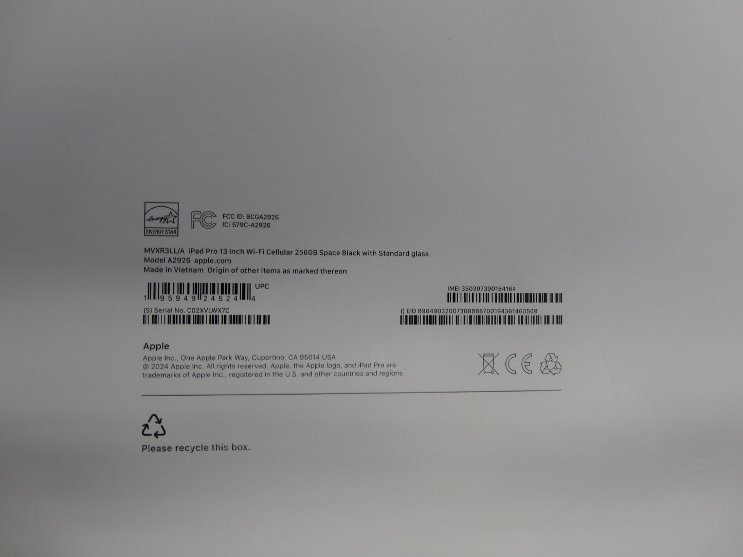 Apple iPad Pro 13” 256GB M4 Wi-Fi + Cellular Tablet – Brand New, A2926