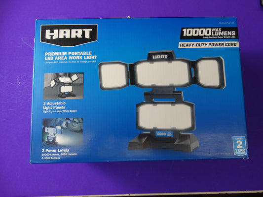 HART Portable LED Work Light – 10,000 Lumen Area Lighting, Adjustable Panels (FSI 90-1253-10K)