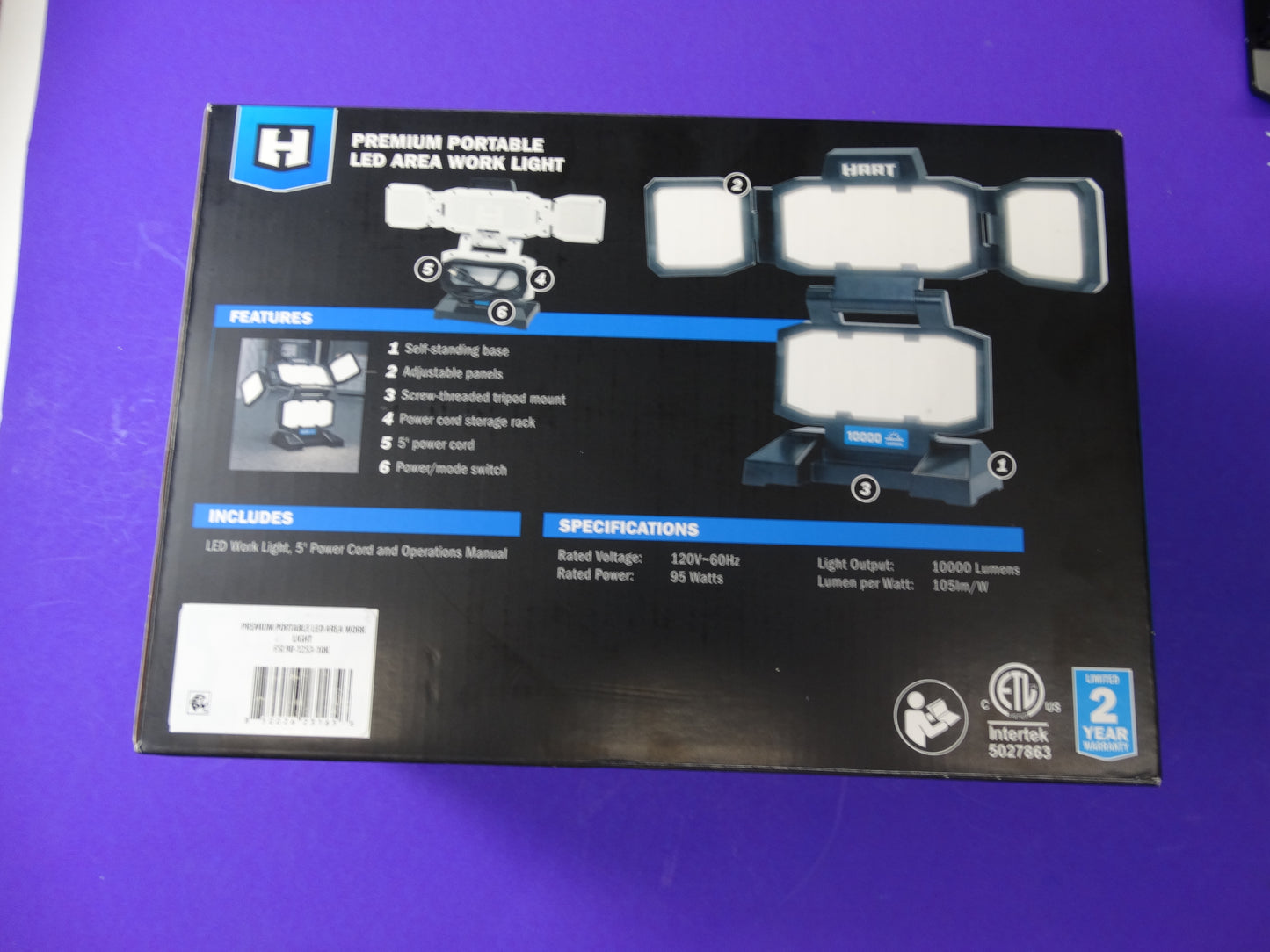 HART Portable LED Work Light – 10,000 Lumen Area Lighting, Adjustable Panels (FSI 90-1253-10K)