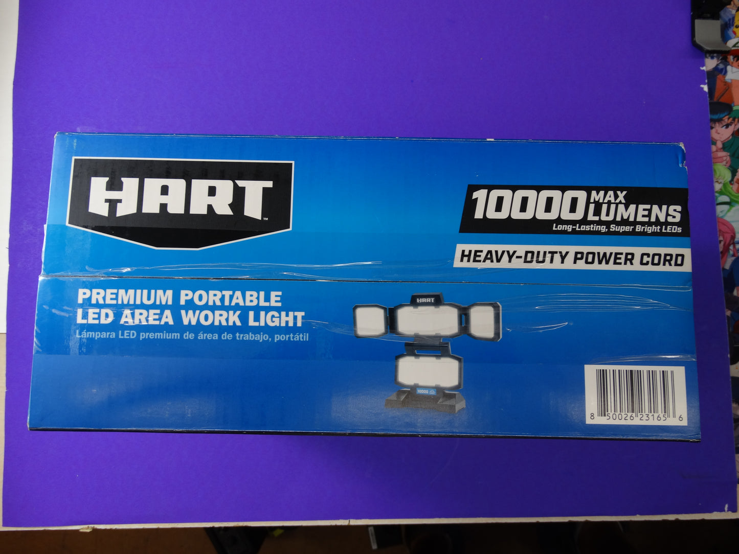 HART Portable LED Work Light – 10,000 Lumen Area Lighting, Adjustable Panels (FSI 90-1253-10K)