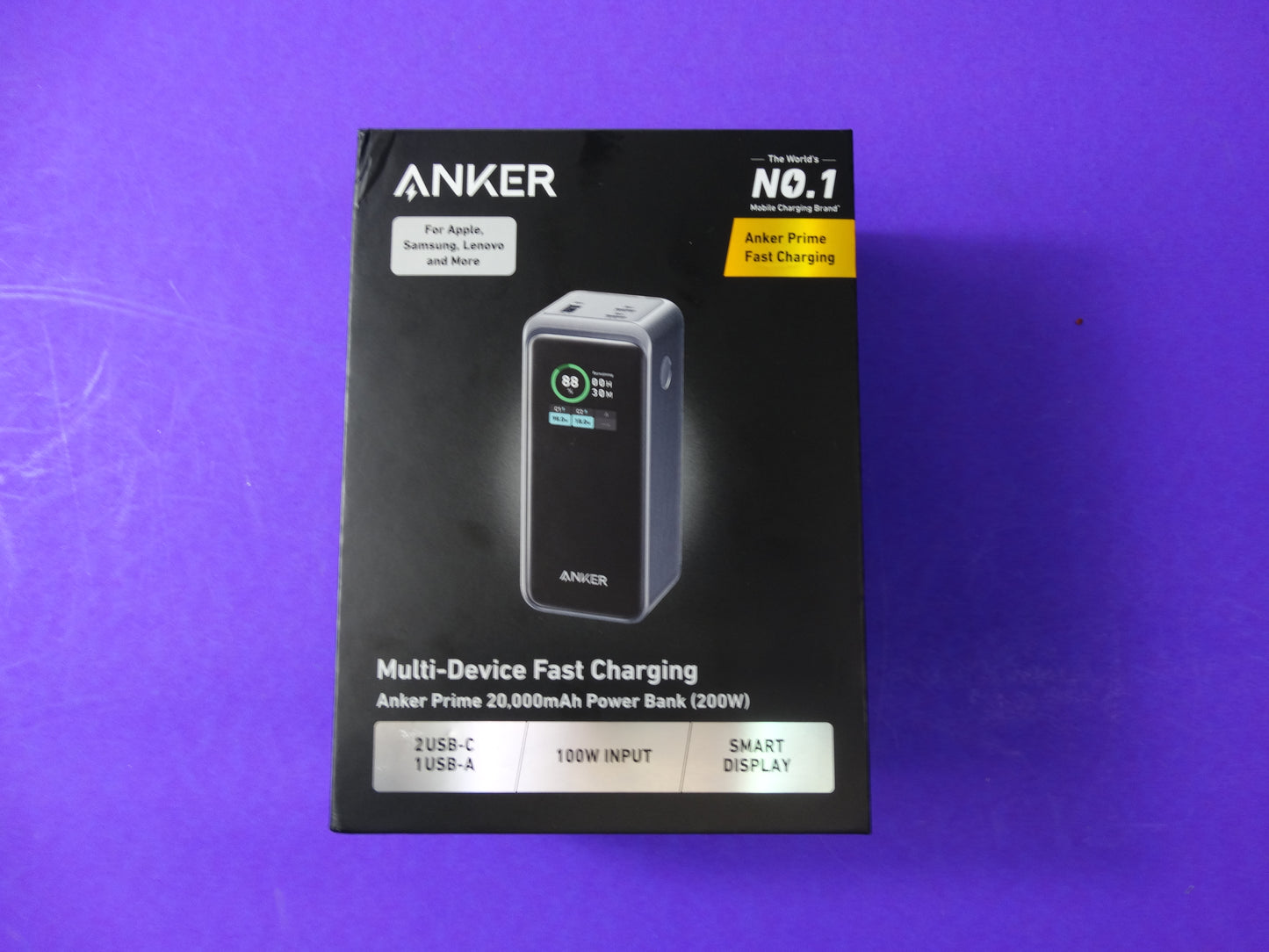 Anker Prime 20,000mAh Power Bank – 200W Multi-Device Fast Charging Portable Charger