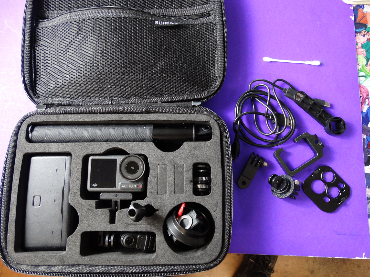 DJI Osmo Action 4 Camera Bundle – With SUREWO Portable Hard Carrying Case, Accessories & 256GB SD Card