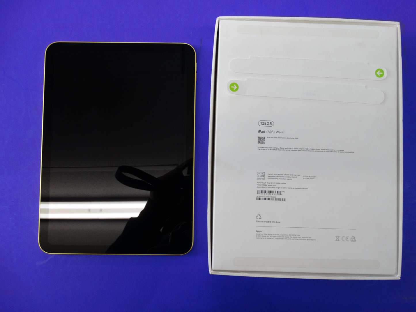 Apple iPad (10th Gen) A3354 – 10.9" Display, 128GB, Wi-Fi, Yellow (Model M04DLL/A)