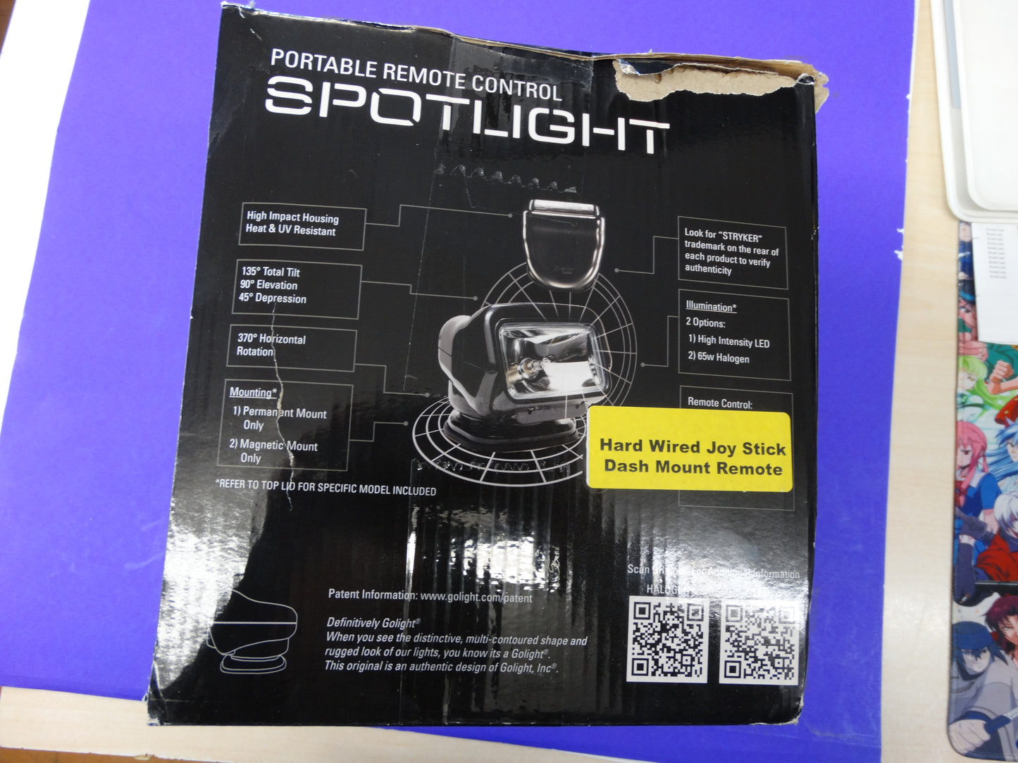 Golight Stryker 32214 LED Spotlight – Permanent Mount with Hardwired Dash Remote