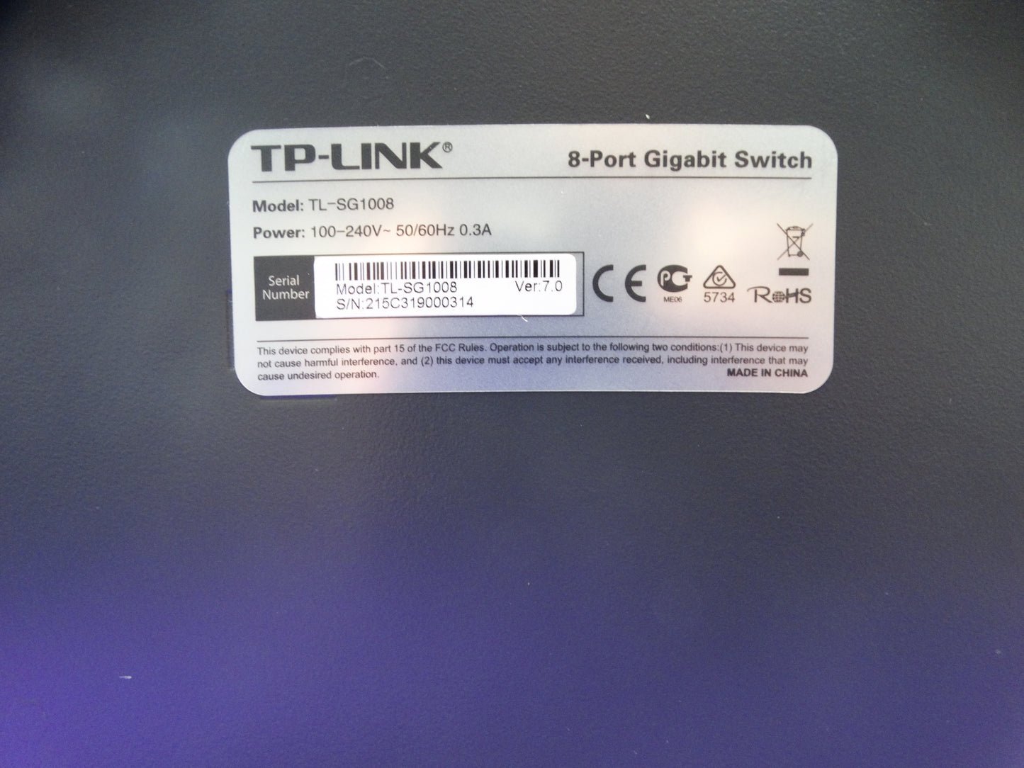 TP-Link TL-SG1008 8-Port Gigabit Desktop Switch