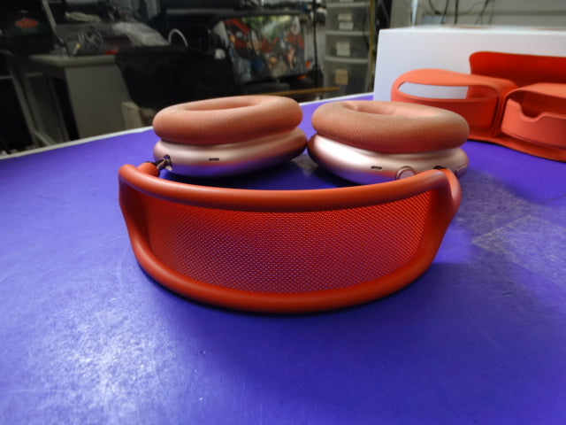 Apple AirPods Max – Pink Aluminum Ear Cups, Red Headband, A2096 – Premium Wireless Audio