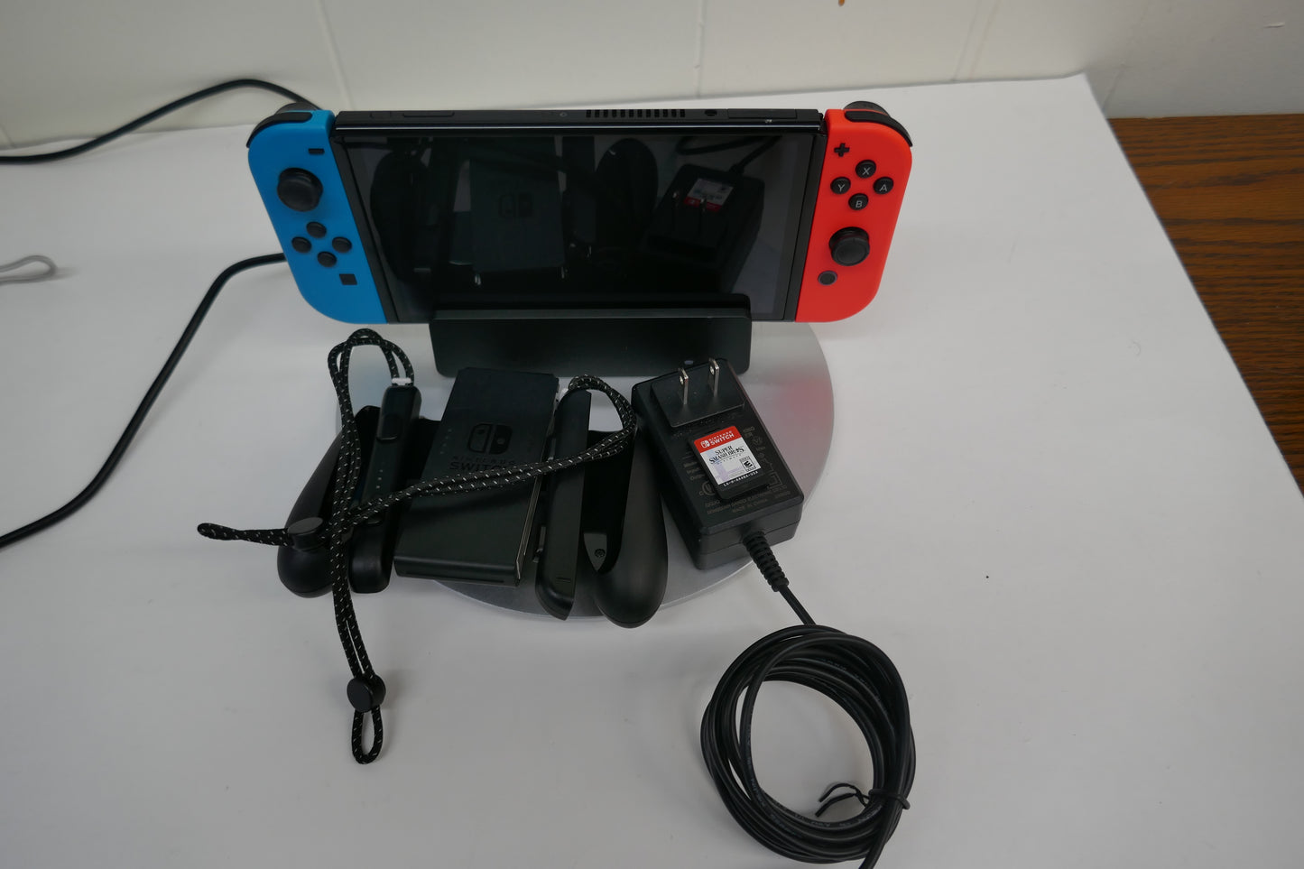Nintendo Switch OLED Model HEG-001 64GB Handheld Console Bundle – White/Neon Joy-Con
