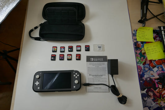 Nintendo Switch Lite Gray Bundle – 512GB SD Card + 9 Game Cartridges (Pokémon, Skyrim, Persona 5, Hogwarts & More)
