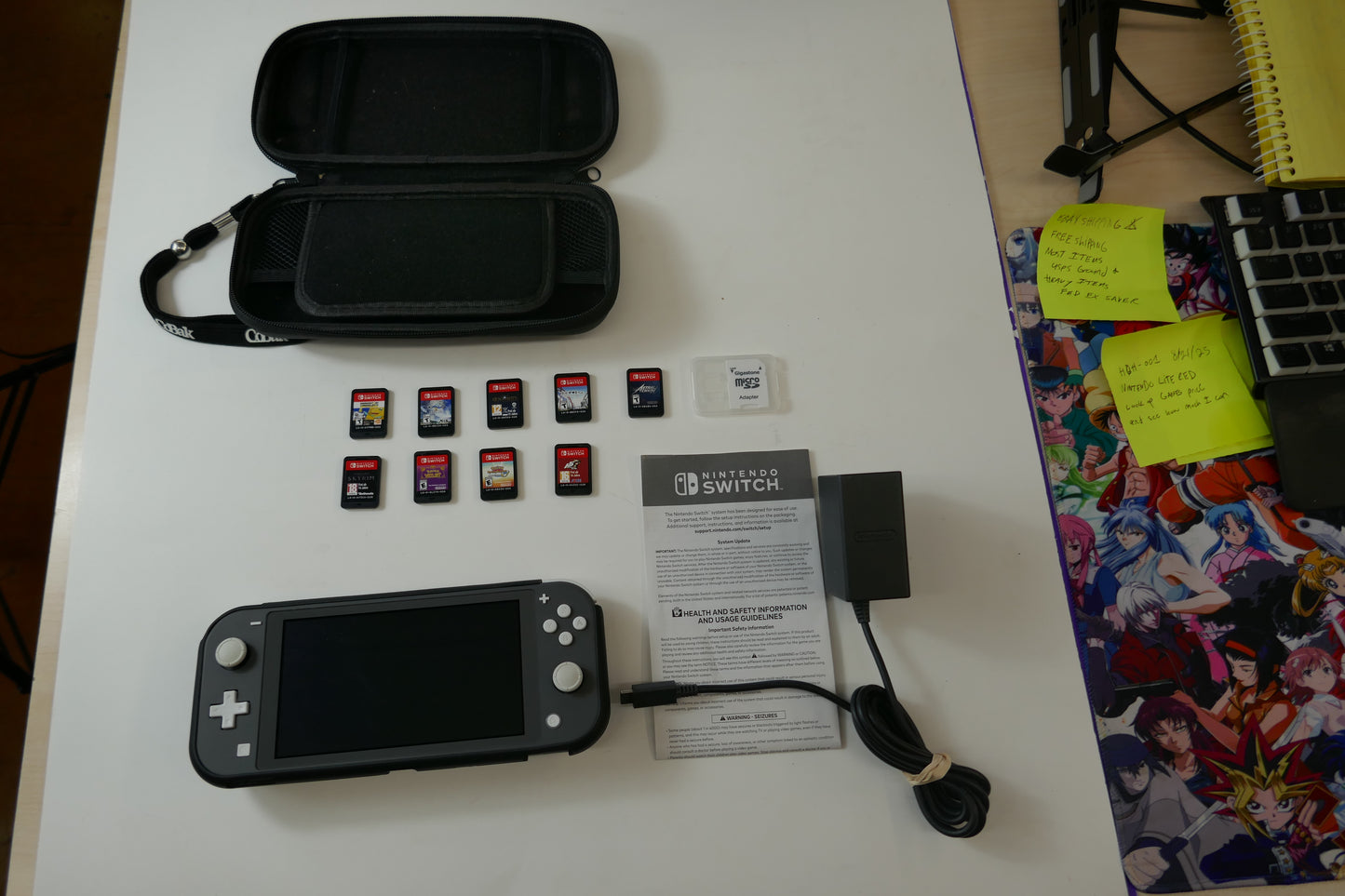 Nintendo Switch Lite Gray Bundle – 512GB SD Card + 9 Game Cartridges (Pokémon, Skyrim, Persona 5, Hogwarts & More)