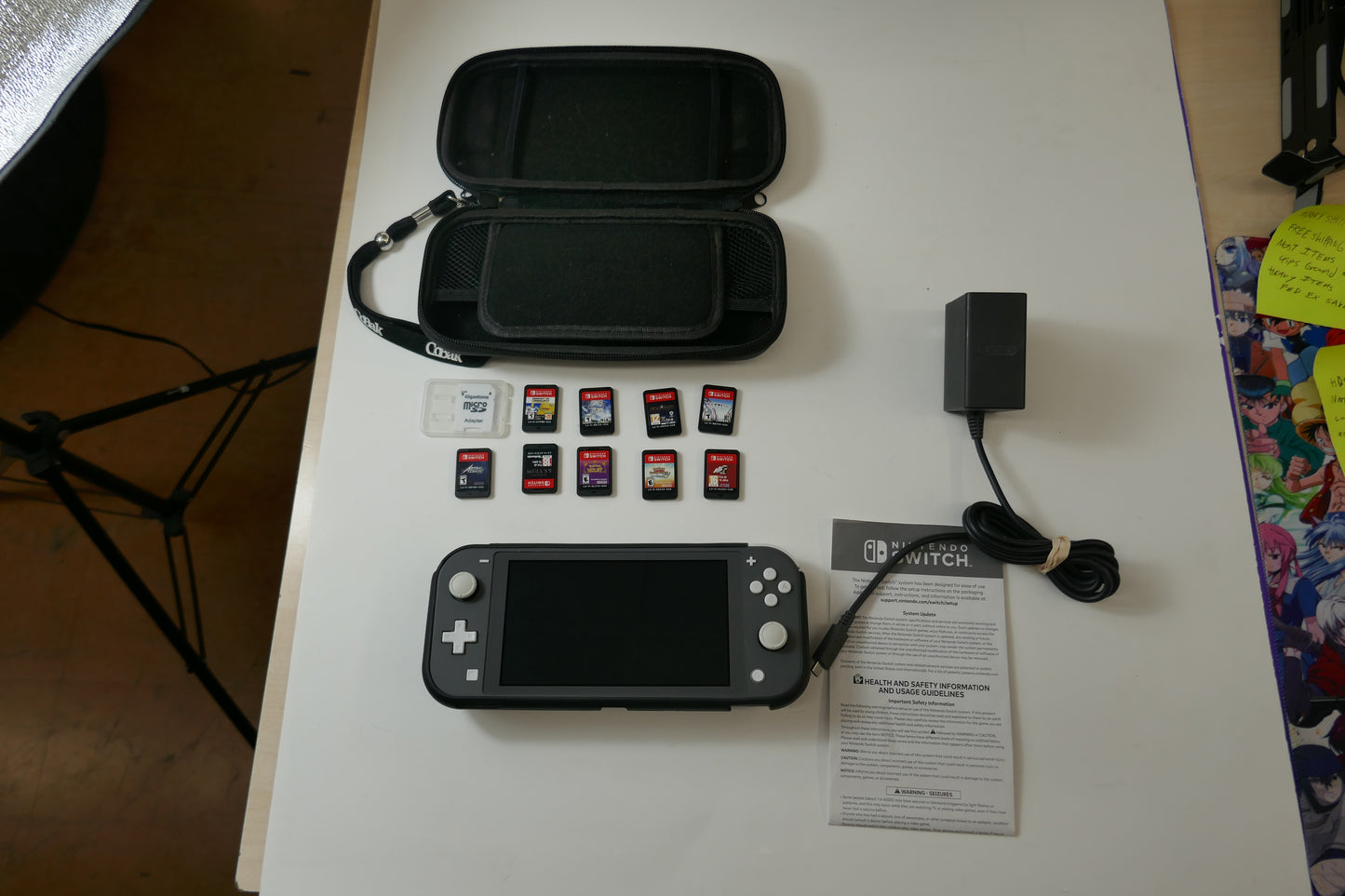 Nintendo Switch Lite Gray Bundle – 512GB SD Card + 9 Game Cartridges (Pokémon, Skyrim, Persona 5, Hogwarts & More)