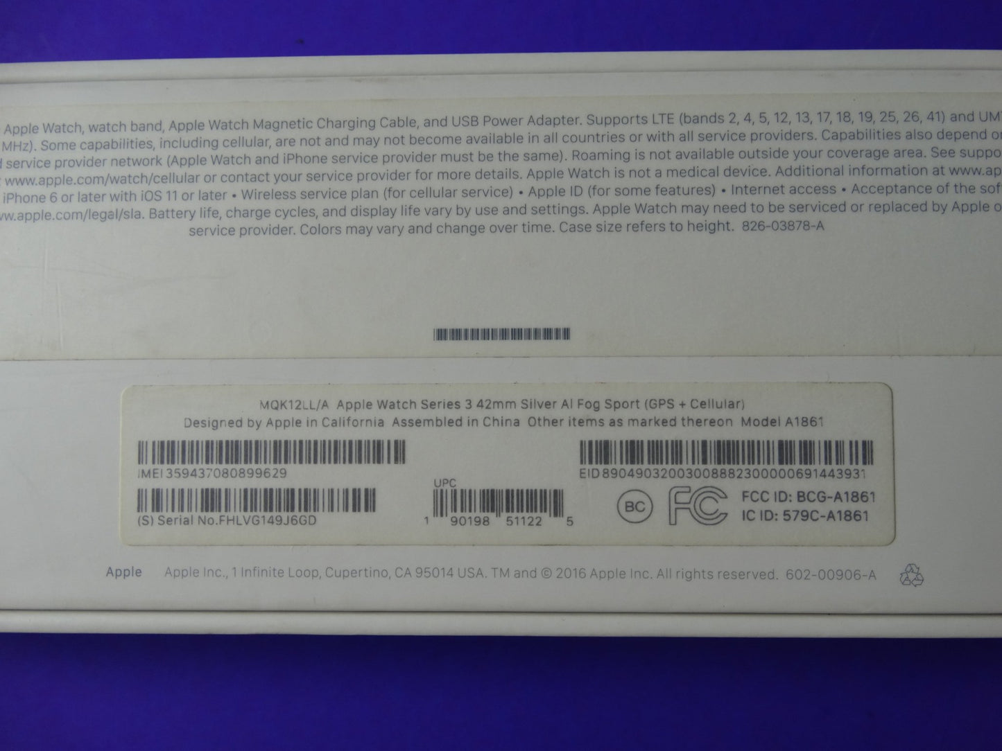 Apple Watch Series 3 (42mm, GPS + Cellular) – Silver Aluminum with Fog Sport Band - WeBuyElectronic