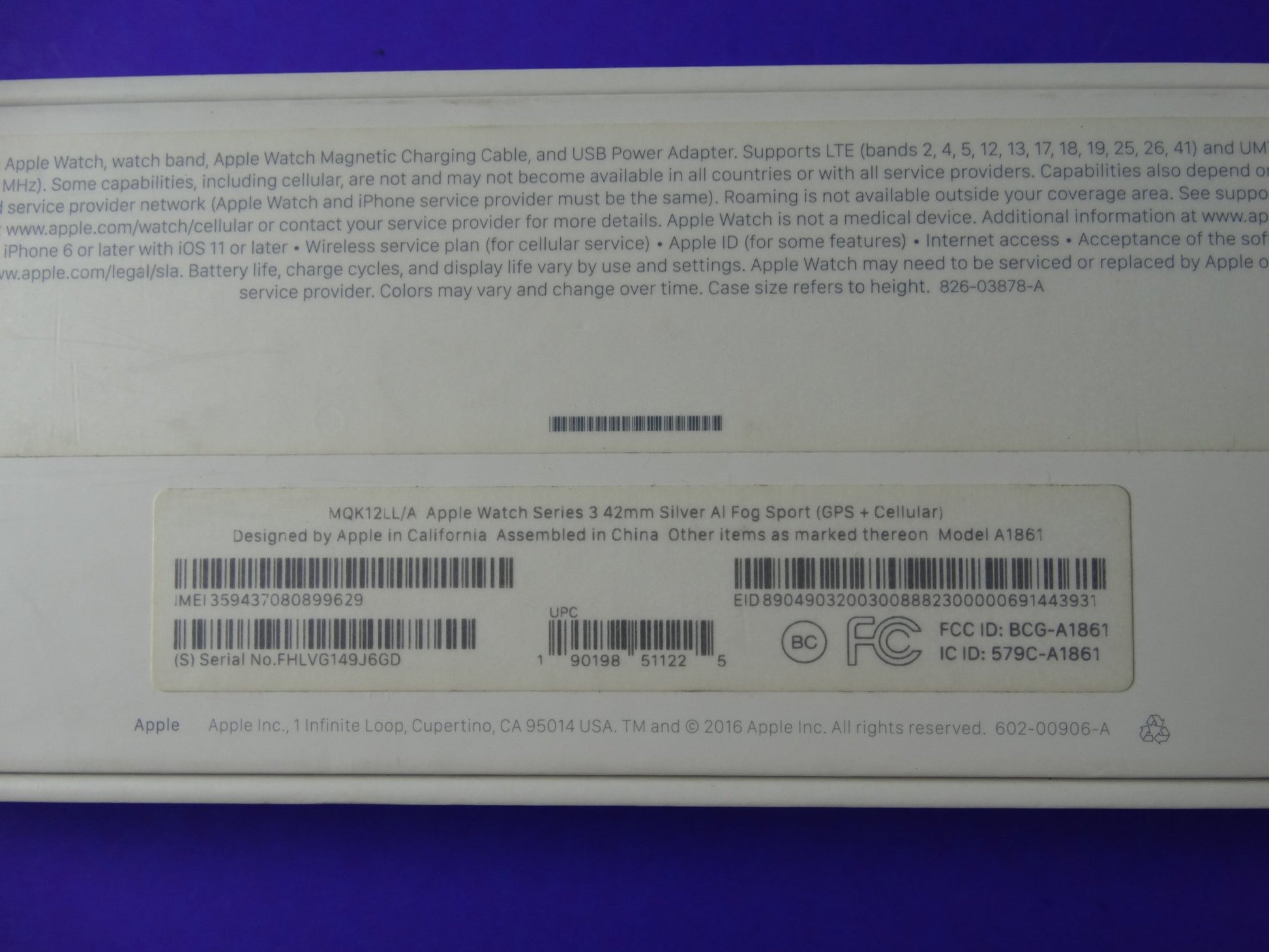 Apple Watch Series 3 (42mm, GPS + Cellular) – Silver Aluminum with Fog Sport Band - WeBuyElectronic