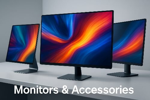Computer Monitors

text in white at the bottom: "Monitors & Accessories"