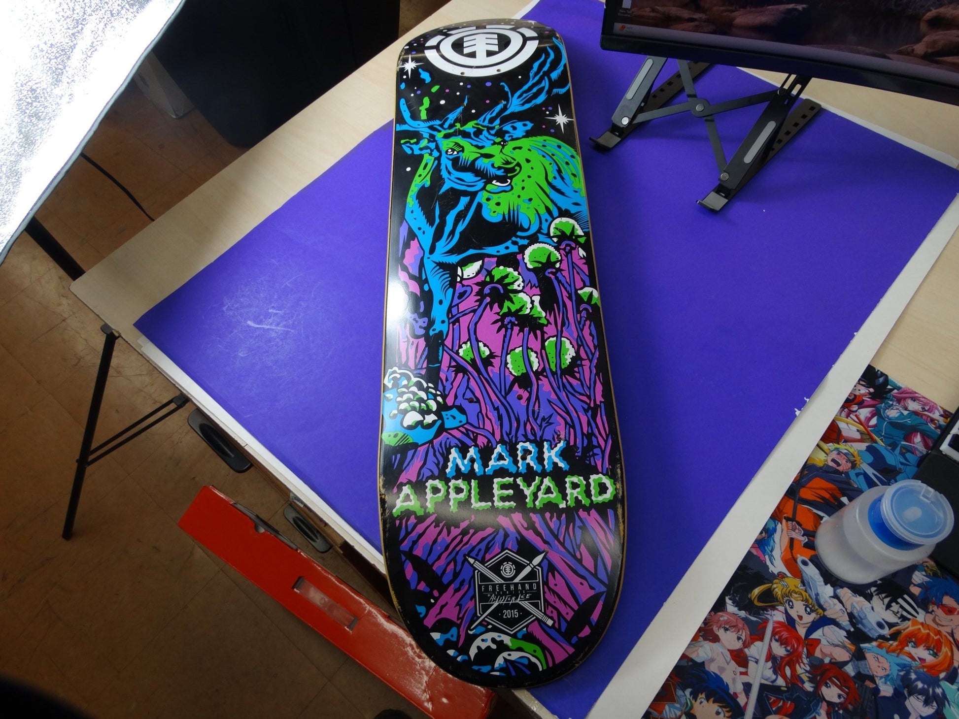 Mark Apple Artist Series “Neon Deer” Skateboard Deck – 7.875” x 32” (2015 Limited Edition) - WeBuyElectronic