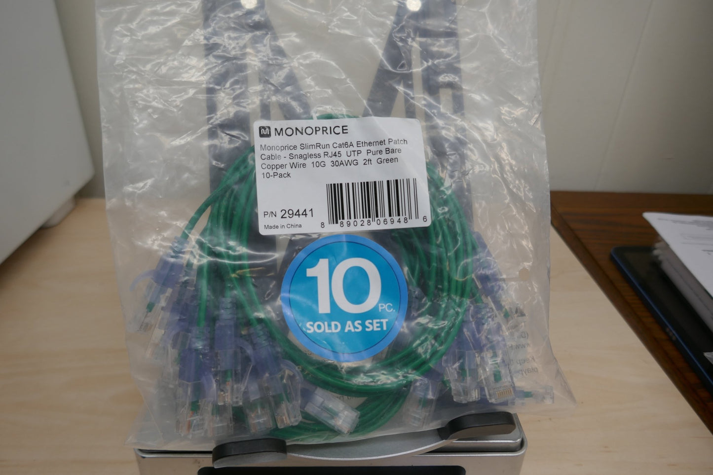 Monoprice Cat6A SlimRun 2ft Ethernet Cables (10-Pack, Green) – 10Gbps, UTP, 30AWG Bare Copper - WeBuyElectronic