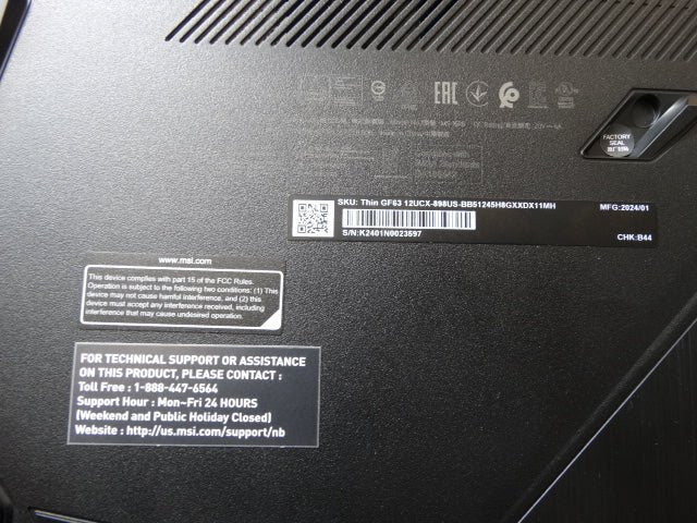 MSI Thin GF63 – Intel i5 - 12450H, 8GB RAM, RTX 2050, 95% Battery - WeBuyElectronic